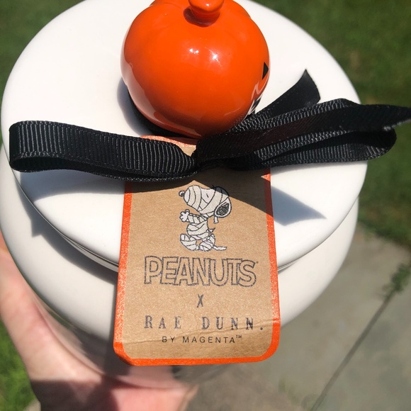 NWT Rae Dunn Peanuts Gang Charlie Brown Snoopy Halloween Canister Trick or Treat - Picture 3 of 5